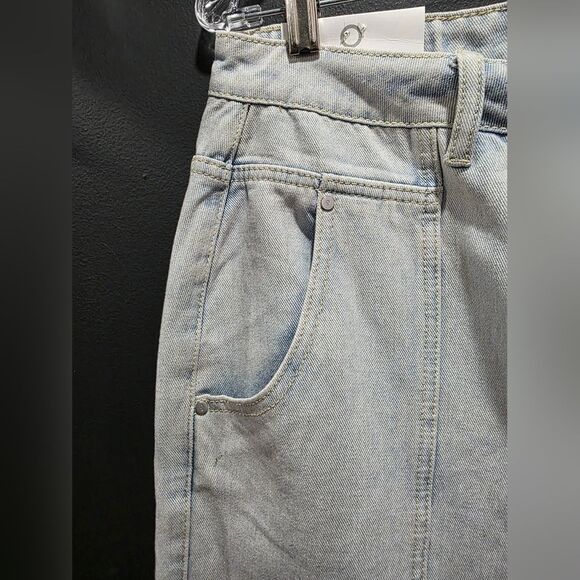 Insane Gene Light Wash Button Fly Denim Jeans Hi Rise Relaxed Tie Ankle 11 29W - Picture 4 of 12